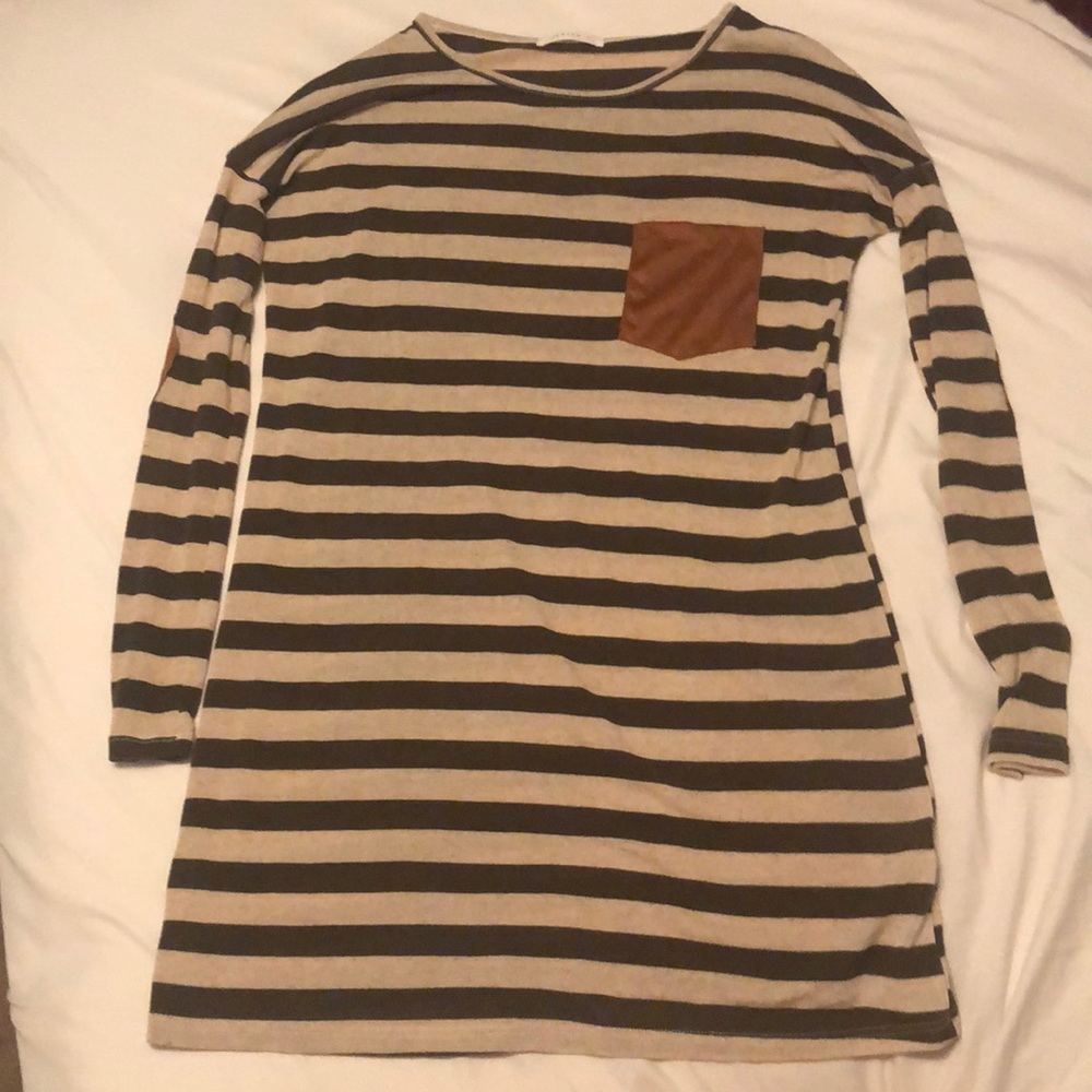 Reborn J striped tunic with elbow patches & pocket